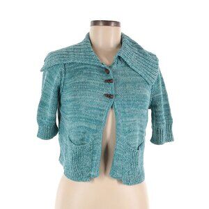 Athleta teal three-quarter sleeve cardigan cotton size medium